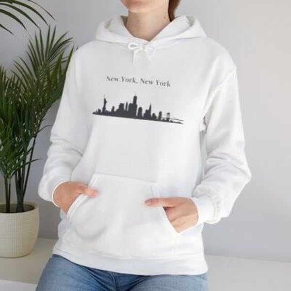 Unisex New York Skyline Hoodie – Minimal "New York, New York" Cityscape Sweatshirt