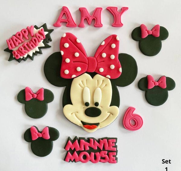 Hot Pink Minnie Mouse Cake Toppers Edible Fondant