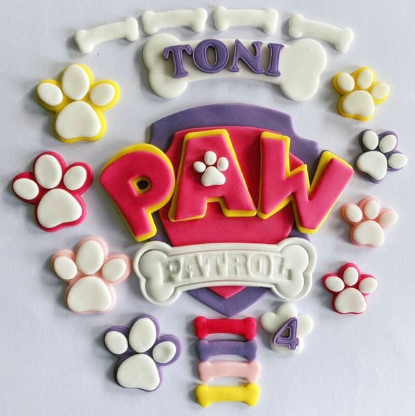 Girls Paw and Patrol Shield Cake Toppers Edible Fondant