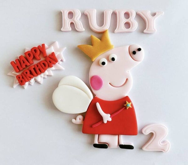 Fairy Peppa Pig with wand Cake Toppers Edible Fondant