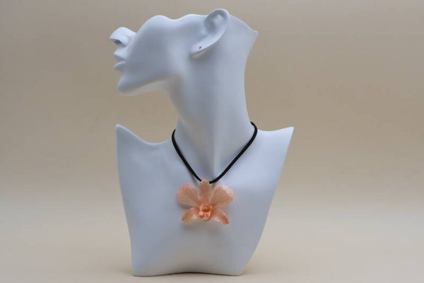 Halskette mit echter Orchidee in Orange Pfirsich