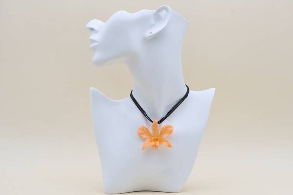 Halskette mit echter Orchidee in Orange / Peach