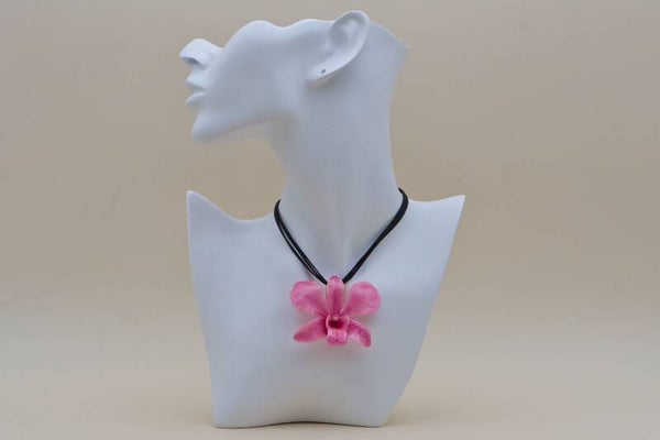 Halskette mit echter Orchidee in Fuchsia / Rot
