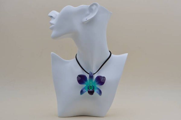 Halskette mit echter Orchidee in Purple Turquoise