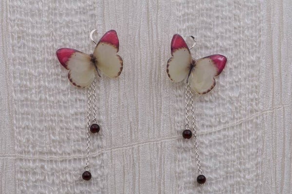 Wunderschöne Schmetterling-Ohrringe pink/beigen