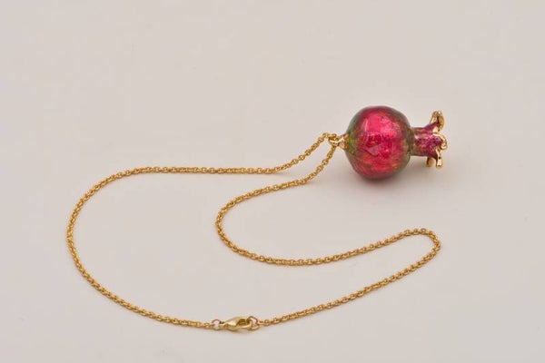🍎 🌿 Granatapfel Halskette – echter Granatapfel, handgemacht, 22K vergoldet, Natur Schmuck, einzigartiges Geschenk für Frauen