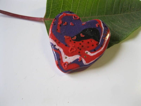 Broche Cœur en Fimo® avec Fermeture Sécurisée - Br1054