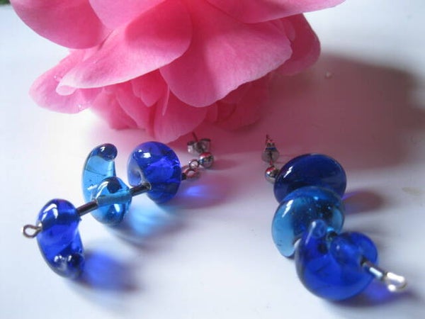 Boucles d'Oreilles  Perles verre forme gouttes -E1106