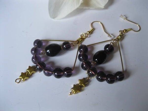Boucles d'Oreilles Améthyste Foncé - E1101