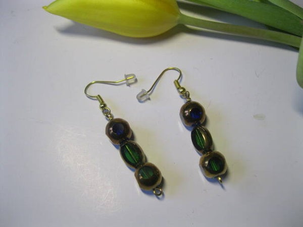 Boucles D'oreilles 3 perles métalliques