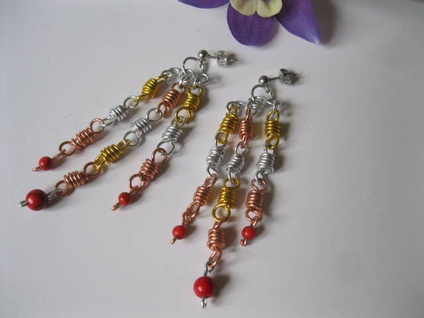 Boucles D'oreilles en maillons nid de miel - E1171