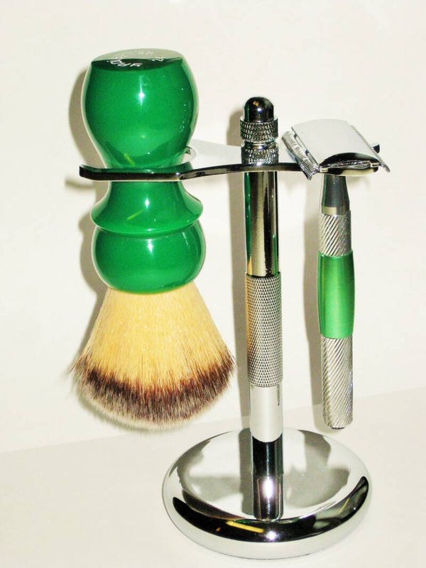 Scheerset 4 delig ,,Irish Green,, met kwast-standaard-scheermes-10 mesjes-No.