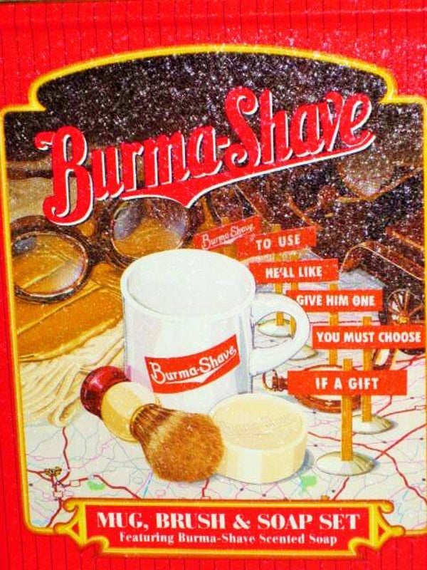 Burma shave 3 delig Scheerset,in klassiek blik.Collectors item!!