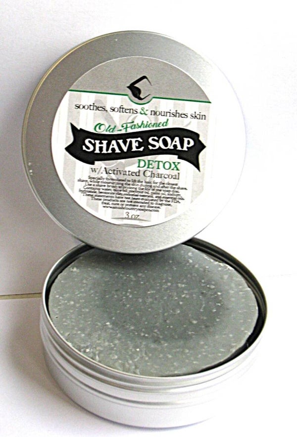 Amish Natuurlijke Detox Scheerzeep met actieve koolstof tegen Acne&Irritatie in blik 100 gram