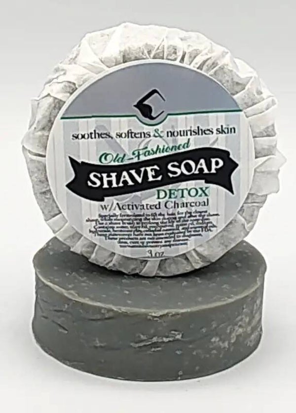 Amish Detox Charcoal scheerzeep met actieve houtskool tegen Acne&irritatie 100ml puck