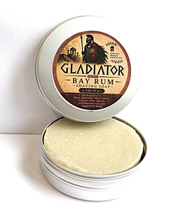 Amish Natuurlijke Gladiator Bay Rum scheerzeep in blik- 100 gram