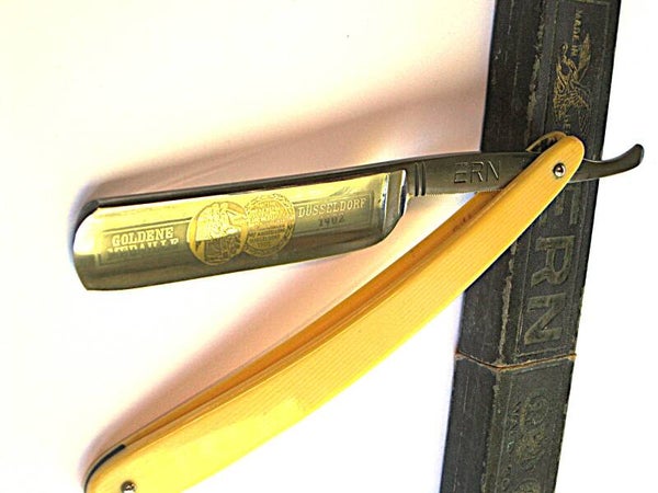Antiek gebruikt ERN 5/8 open scheermes Goldene Medaille 1902