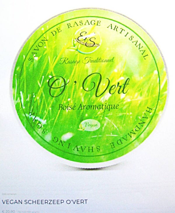 E&S O,Vert Veganistische scheerzeep 125 gram