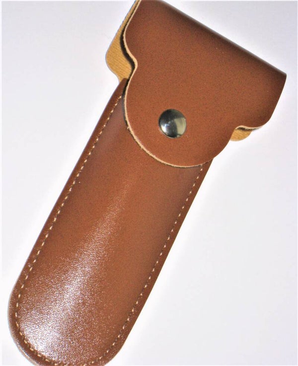 Etui Bruin Skai -voor Scheermes/Krabber.Diervriendelijk.
