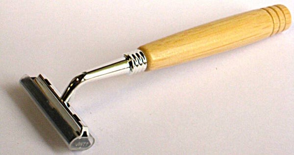 Scheermes voor Gillette GII scheermesjes met Beukenhouten handgreep