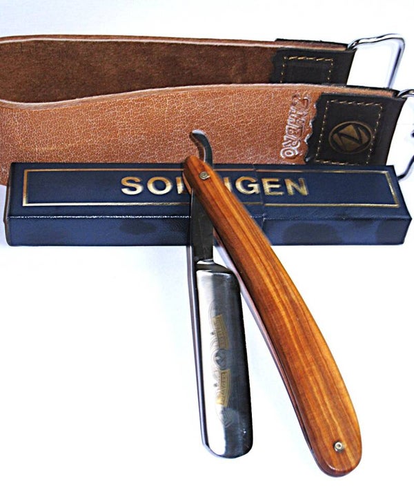 3 delig Herder scheerset met 5/8 scheermes-Leren Riem-Slijppasta