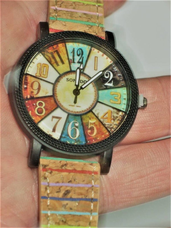 Horloge mooi retro unisex  met kunstlederen band