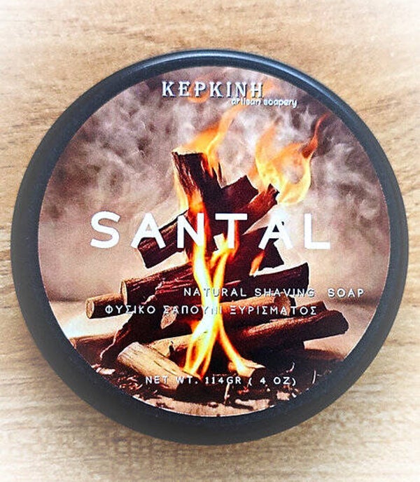 Kepkinh sandelwood (Santal) scheerzeep in pot van 114 gram.