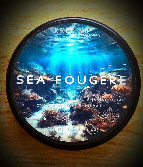 Kepkinh Sea Fougere Artisan(100% natuurlijk) scheerzeep in pot van 114 gram