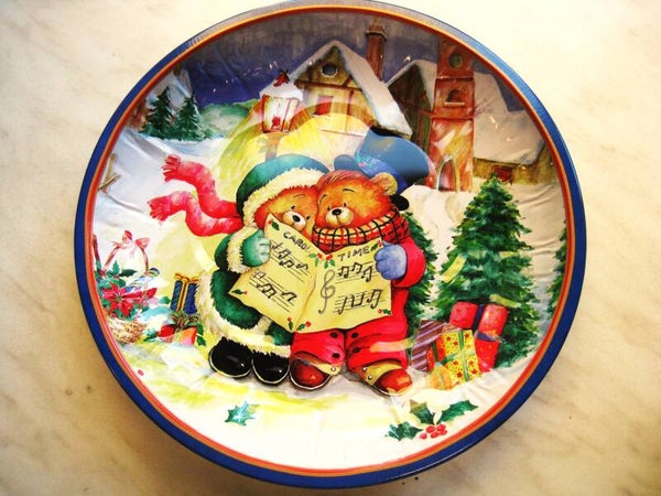 Kerstbord  2 Beren met kerst in Blik,