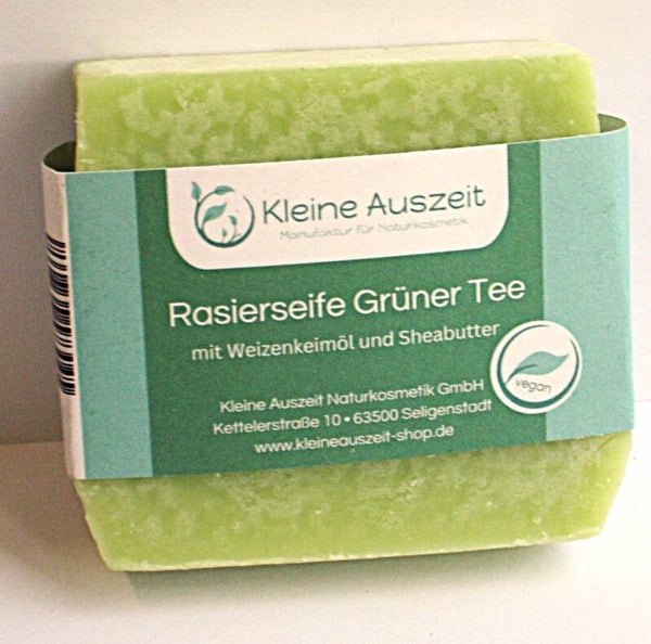 Kleine Auszeit Handgemaakte Vega Groene Thee Scheerzeep 85 gram.
