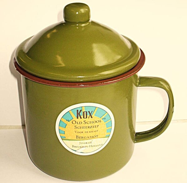 Kox Bergamot scheerzeep 70 gram+emaile Scheerkom diameter 10cm-Groot