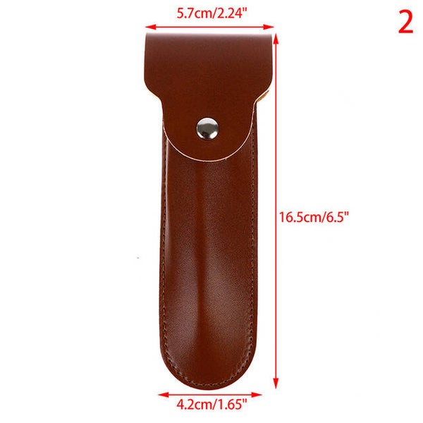 Etui Bruin Skai voor scheermes/Krabber-Lang.Diervriendelijk.