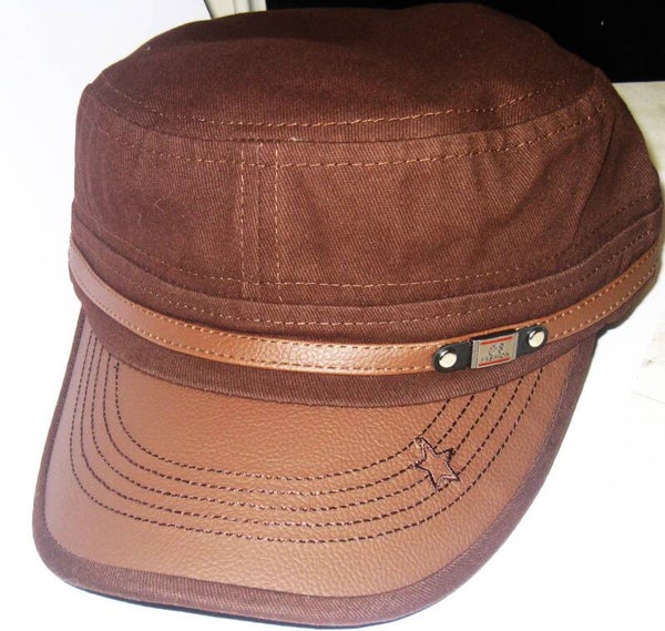 Katoenen legerpet bruin met skai bekleding.