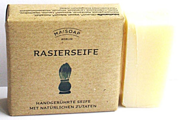 Maisoap Berlin natuurlijke scheerzeep Ceder,Amyris-Scharlei-Lavendel-90 gram