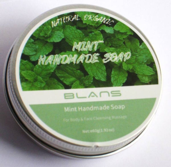 Mint Shampoo bar handgemaakt en natuurlijk 60 gram in blik.