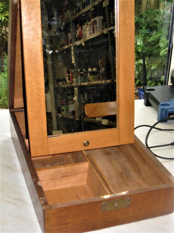 Antiek gebruikte Scheerkist van groot formaat Palisander-jaar 1920