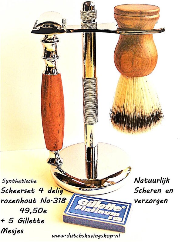 Scheerset 4 delig Rozenhout-Synthetische kwast-No.318