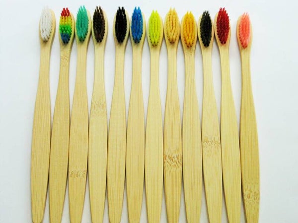 Bamboe tandenborstels 12 stuk in verschillende kleuren-No.1333-Soft