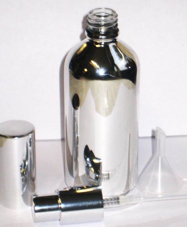 Parfumversuiver Chroom van glas met vultrechter  100ml