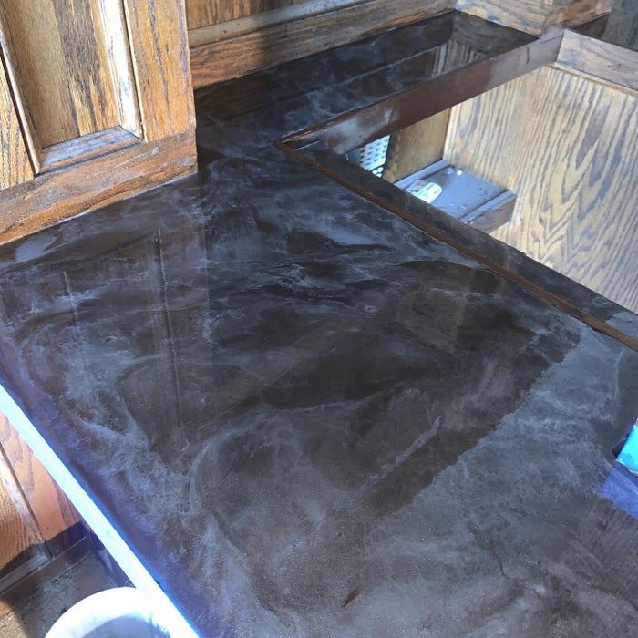 Blue and gray metallic epoxy surface