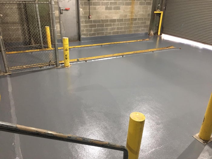 Seamless resin floor in a commercial space