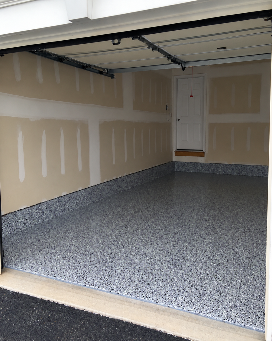 Flake epoxy garage floor in the Poconos