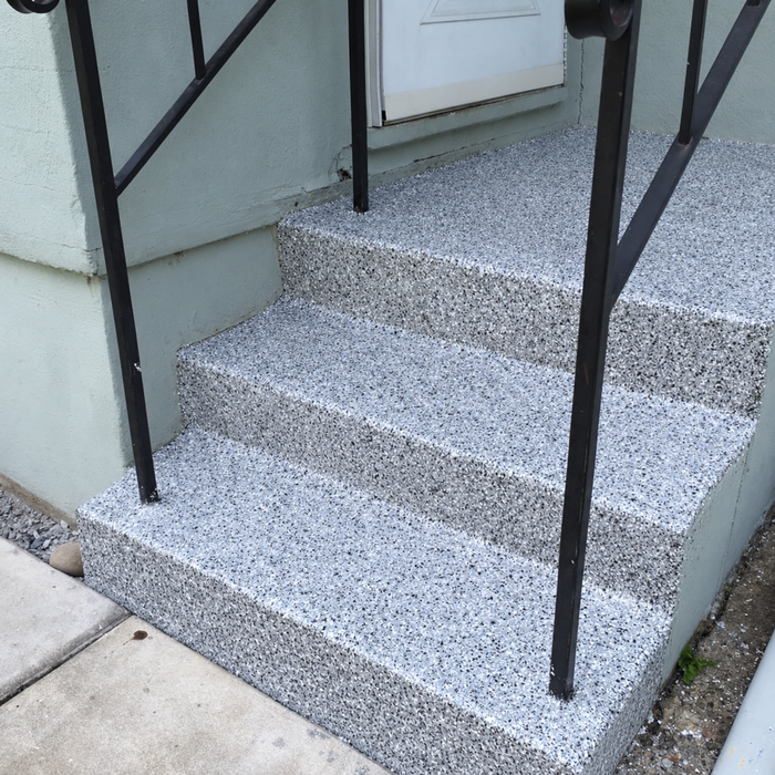 Flake epoxy on exterior steps