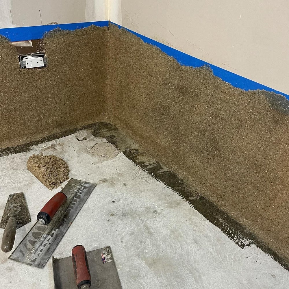 Epoxy floor installation in progress