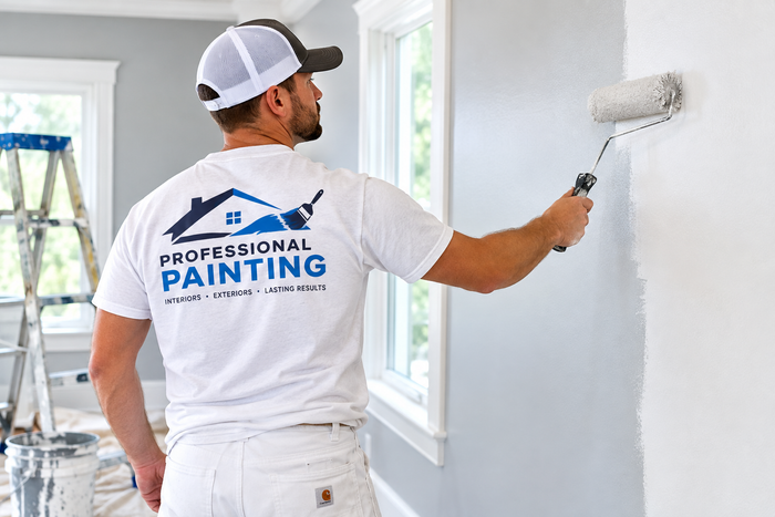 ProResin painter rolling an interior wall
