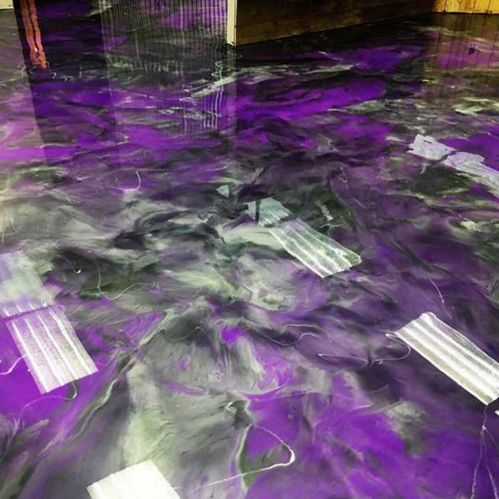 Purple metallic epoxy floor