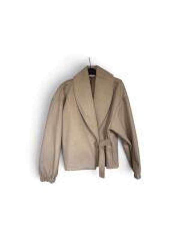 Korte Oversized Wrijfjas met Strikceintuur