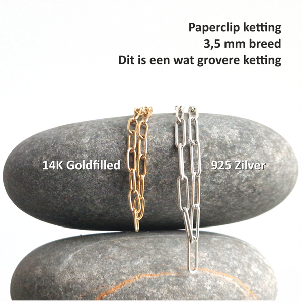 Paperclip ketting 3,5 mm breed