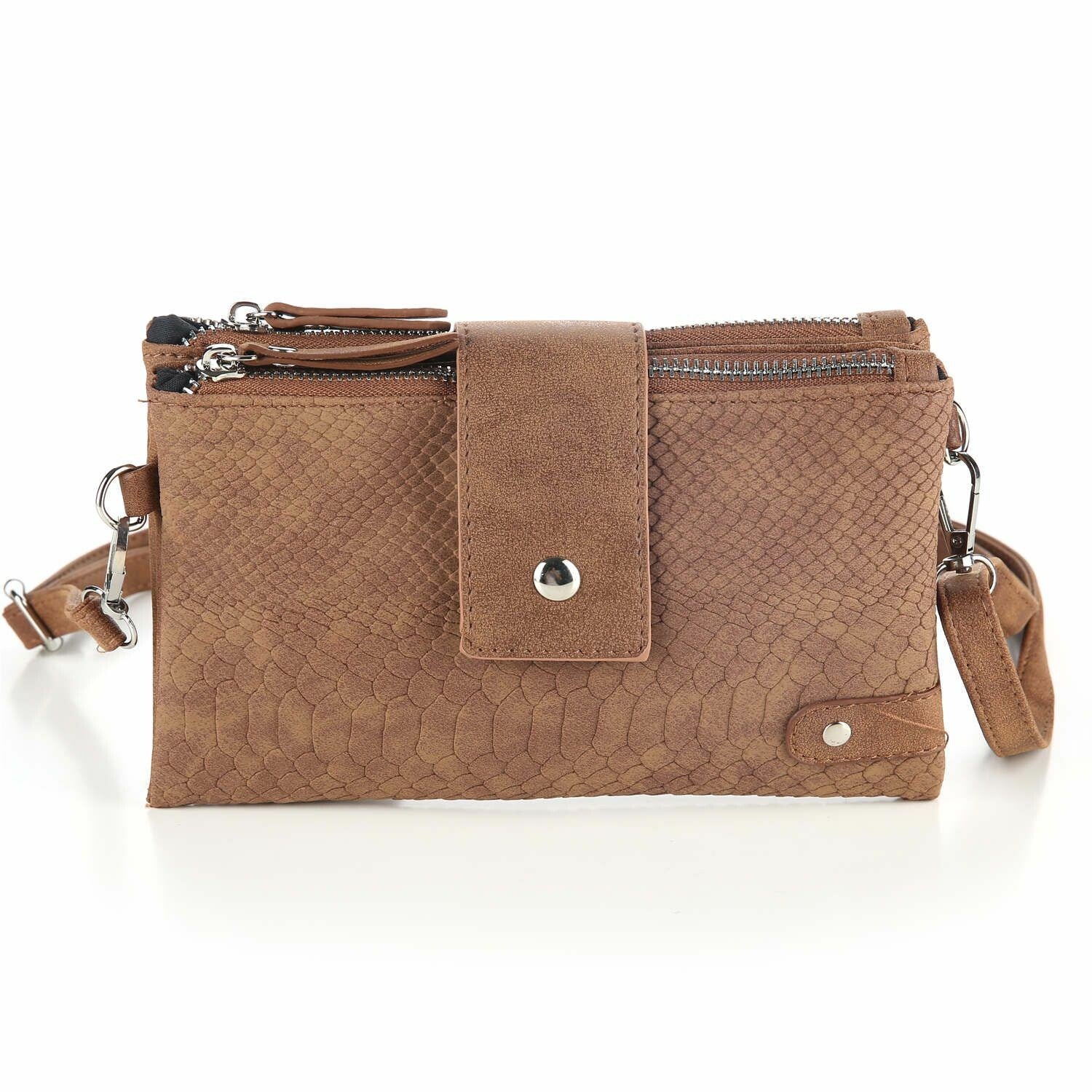 Schoudertasje / Crossbody tasje Foldable Snake - Camel