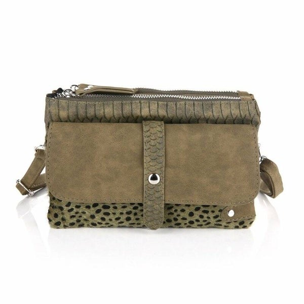 Schoudertasje / Crossbody tasje Stoere Luipaard - Groen